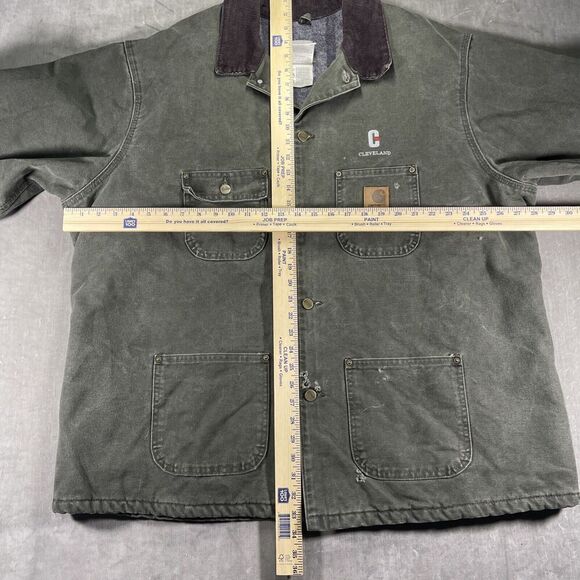 VTG Carhartt‎ Jacket Men XXL Green Blanket Lined Chore Coat Cleveland C02 MOS - Picture 6 of 8